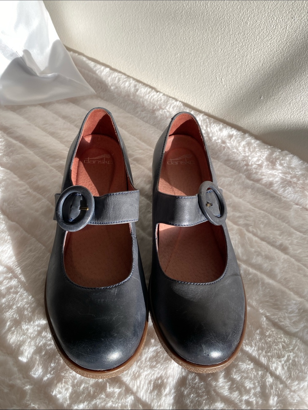 Dansko Brandy Navy Blue Burnished Leather Mary Jane Shoes Size EU 40, 9 - 9.5 US